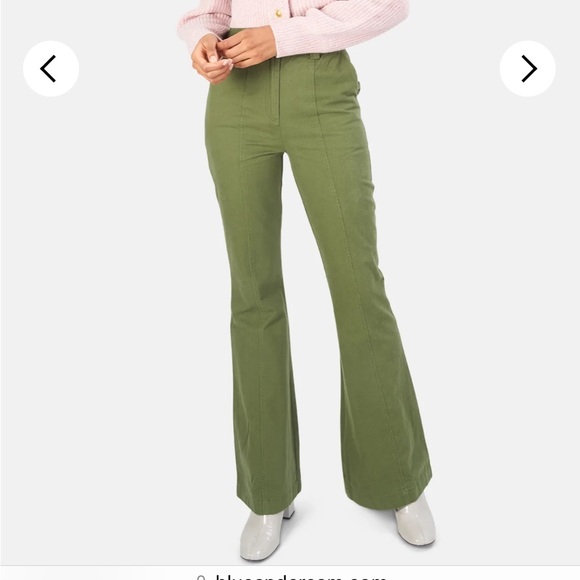 LoveShackFancy Pants - ⭐️NWT LoveShackFancy Meyerson Flared Pant Green⭐️